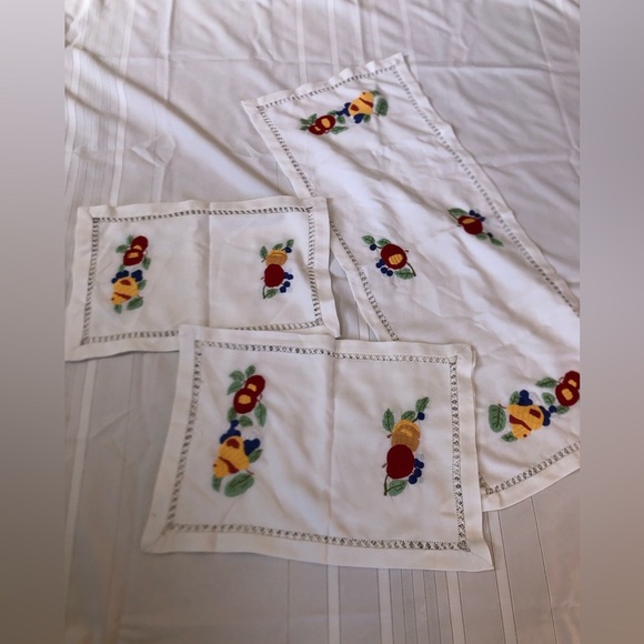 Embroidered Fruit Table Runner and Placemats - Picture 5 of 16